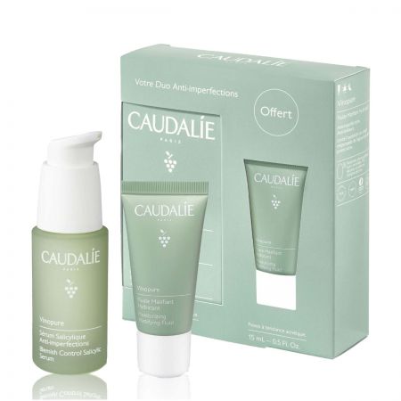 CAUDALIE Duo Anti-Imperfections Vinopure Sérum Salicylique 30ml + Fluide Matifiant 15ml Offert