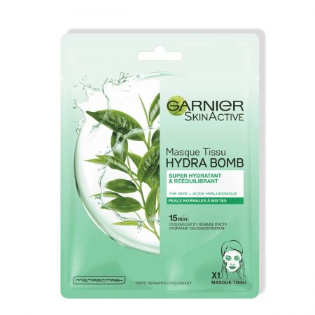 garnier SkinActive Masque Tissu Hydra Bomb Thé Vert Peaux Normales à Mixtes garp07-mtn