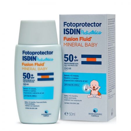 isdin foto protector fusion fluid mineral baby ecran solaire mineral bebe spf 50