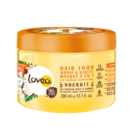 LOVEA Monoï & Karité
Hair Food masque nourrissant pour cheveux secs et abîmés, ingrédients 98% origine naturelle