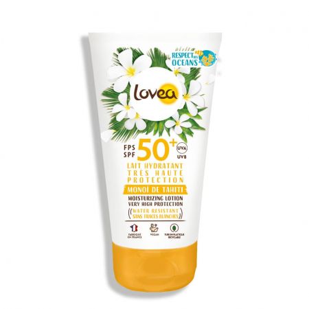 LOVEA Monoï De Tahiti Lait hydratant haute protection SPF50+ visage corps résistant l'eaulovy75-lht150