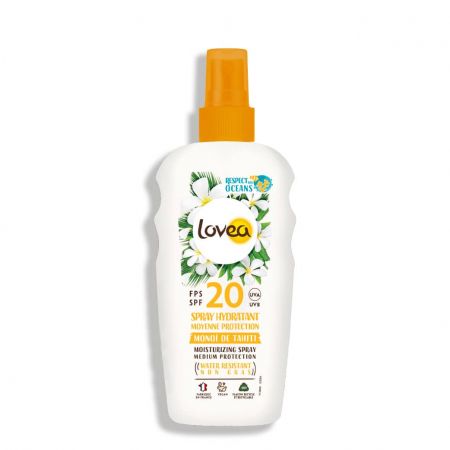 LOVEA Monoï De Tahiti Spray solaire hydratant protection moyenne SPF20 visage corps lovy75-sth020