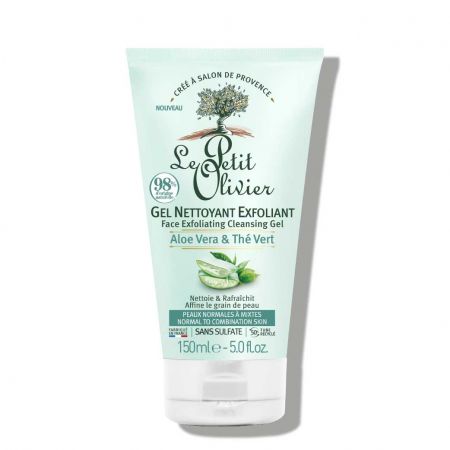 le petit olivier aloe vera et thé vert Gel nettoyant exfoliant pour peaux normales à mixtes lpoy61-gel150