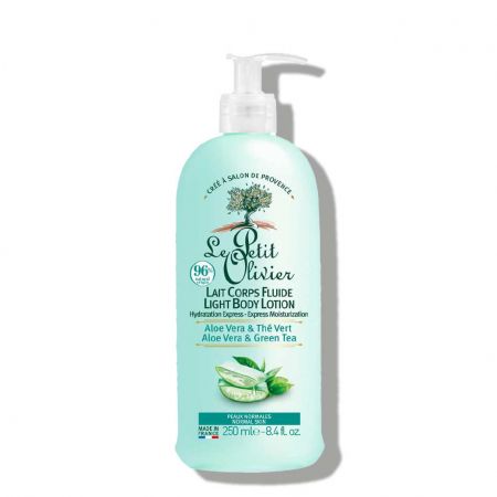 le petit olivier aloe vera et thé vert Lait corps fluide hydratation express pour peaux normales lpoy61-lai250