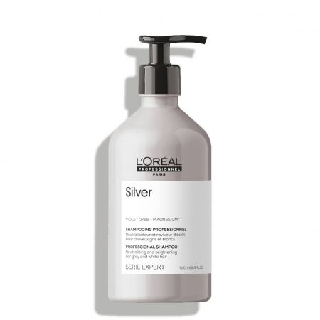 l'oreal professionnel Serie Expert Silver Shampooing professionnel neutralisateur raviveur d'éclat cheveux gris blancs lpr208-shp500