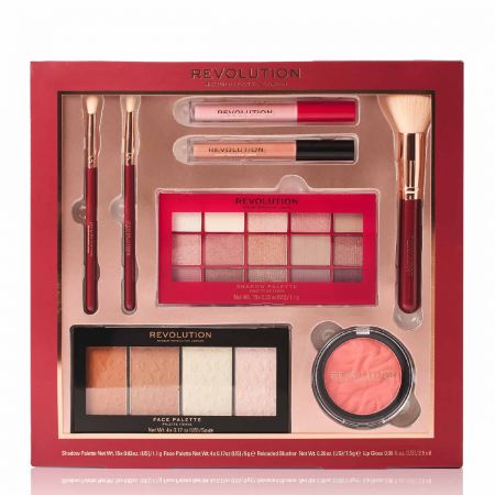 Coffret palette de 15 fards à paupières + Palette de bronzers + Blush poudre mat + Pinceaux x3 + Gloss lèvres x2