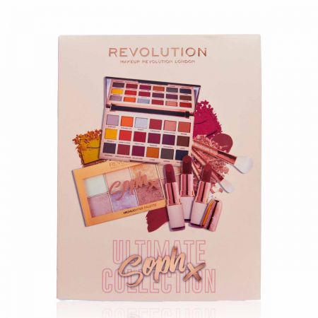 Coffret rouges à lèvres x3 + Primer + Set de pinceaux + Palettes fards à paupières